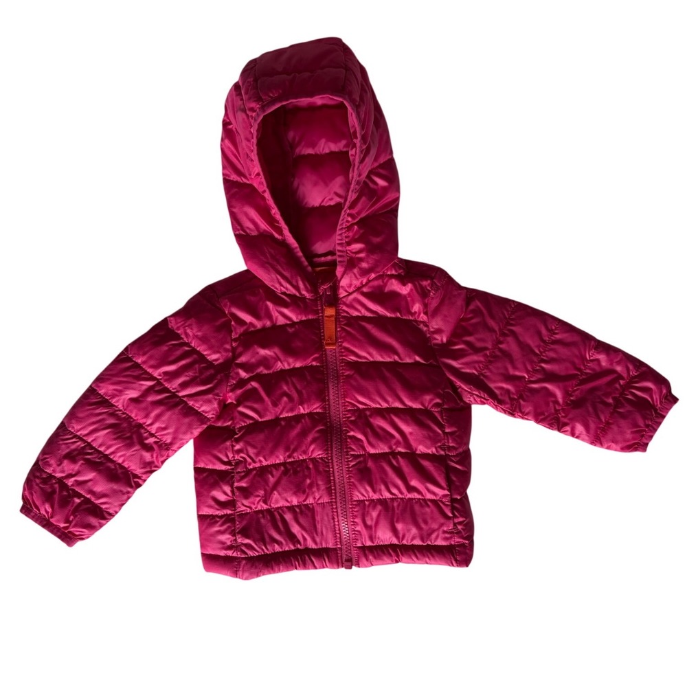 Pink Lightweight Puffer Jacket Hooded Full Zip Coat 6-12 Months